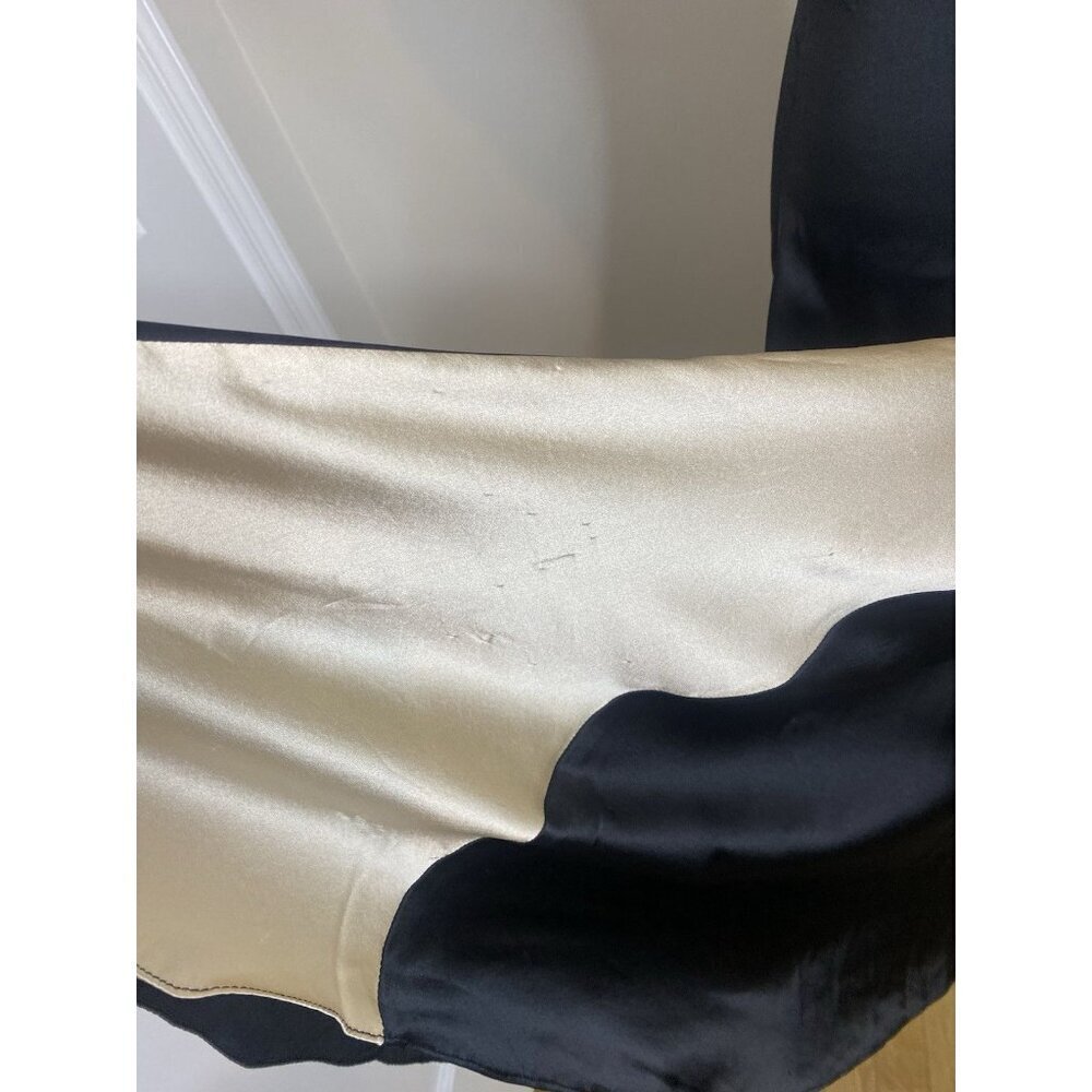 Vintage Mara Hoffman 100% Silk Late 90’s Y2K Era Black Tan Satin Halter Dress S - Picture 8 of 14